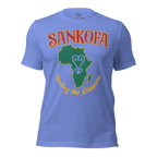 Sankofa men’s/unisex graphic t‑shirt in white – front view by BLACKLUSTRE