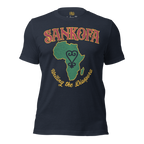 Sankofa men’s/unisex graphic t‑shirt in Heather Ice Blue – front view by BLACKLUSTRE