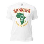 Sankofa men’s/unisex graphic t‑shirt in soft pink – front view by BLACKLUSTRE