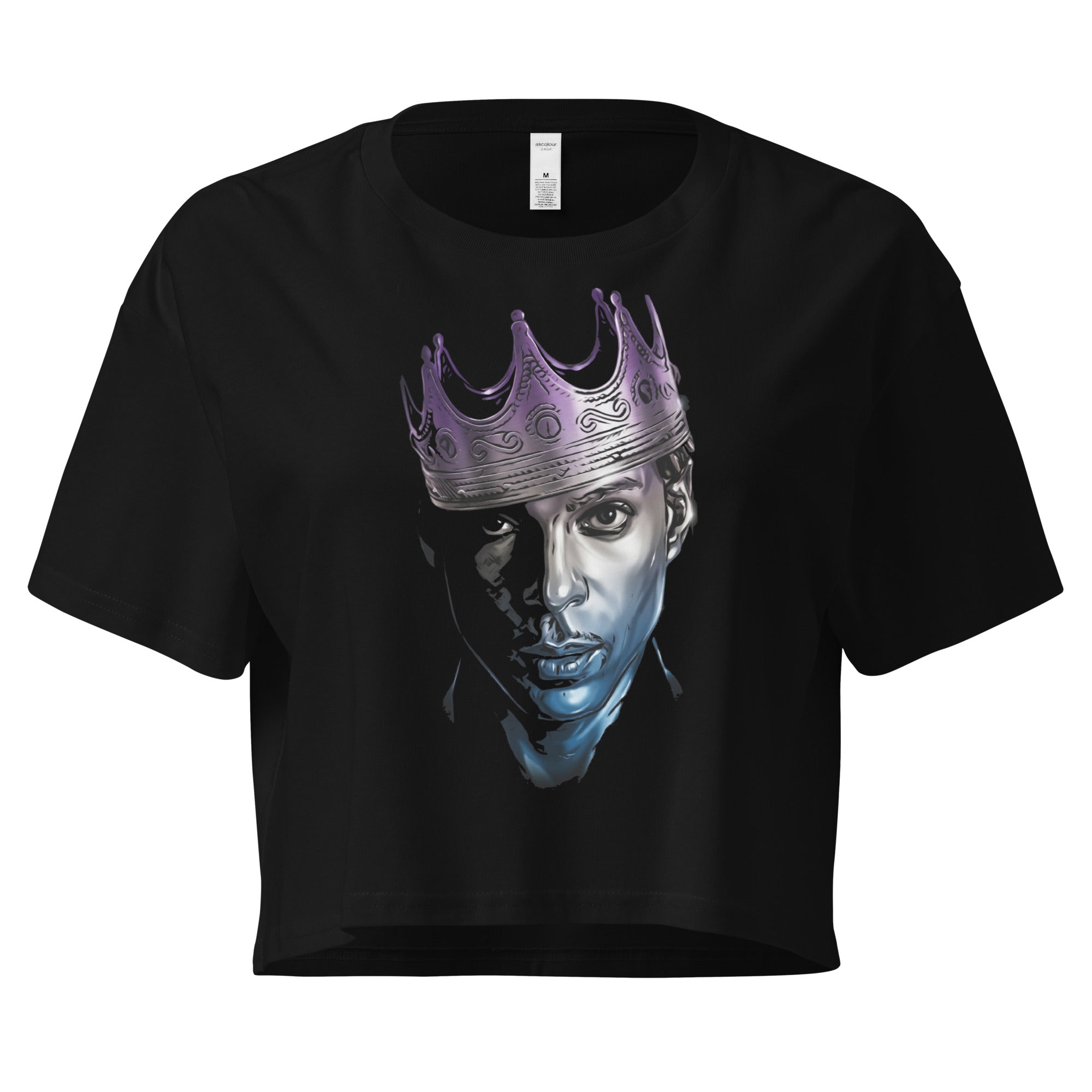 Notorious 612 women's crop top in black – Regal Shadow King graphic by BLACKLUSTRE